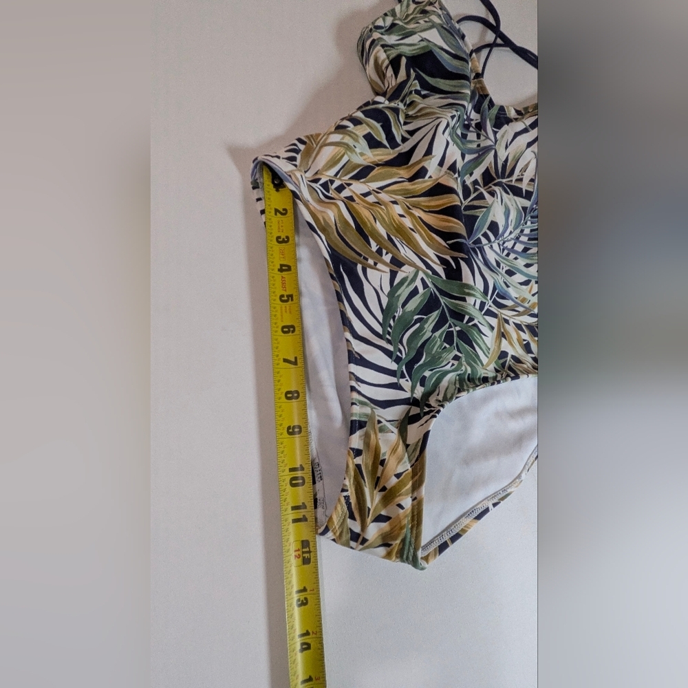 Hurley Tropical Blue Green Brown White Floral One Piece Swimsuit Women Sz L New - Picture 11 of 15
